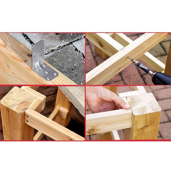 Custom Galvanized Steel Wood Connector Hardware Metal Decorative L Bracket For Timber