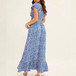 Sweet Style Floral Casual Dress Ruffle Sleeve Custom For Ladies