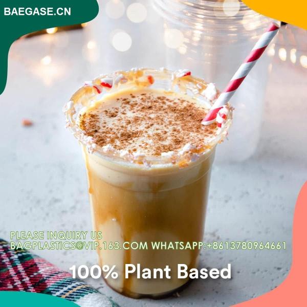 24oz PLA Eco-Friendly Cup With Lid 100% Compostable, Disposable Party Cups Transparent Disposable 8oz 12oz 16oz