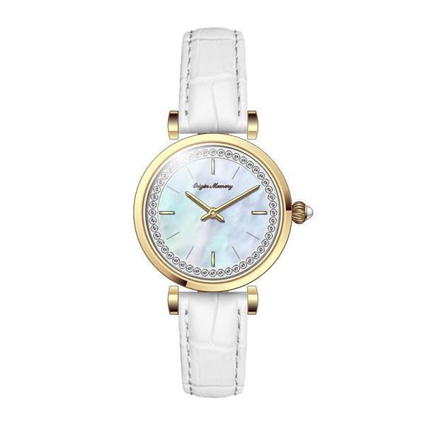 Diamond Inlaid 32mm Leather Strap Watch Luxury Decorative Waterproof