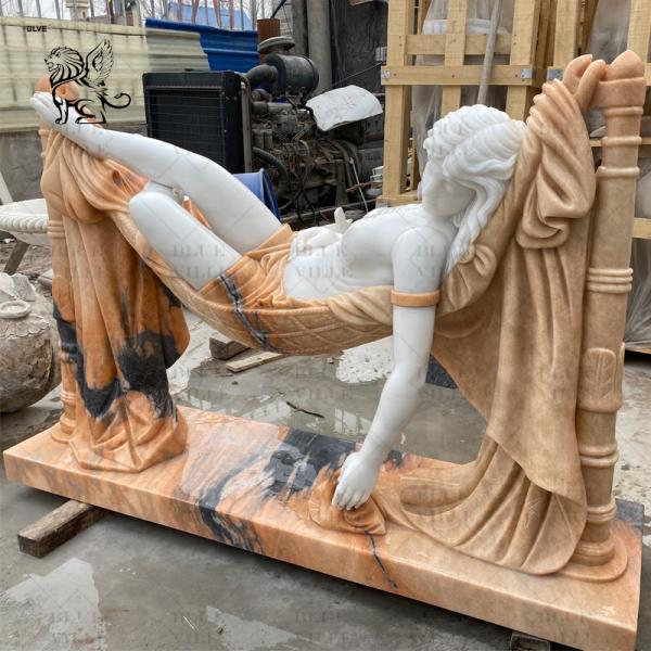Sleeping Beauty Marble Girl Garden Statues Life Size Stone Carvings Woman Sculptures Modern Art Outdoor