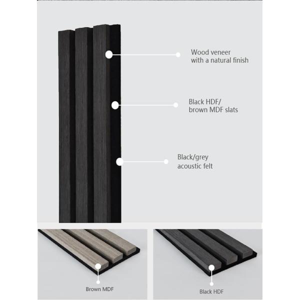 Черный дуб Акустические деревянные стеновые панели 600x2400 мм 0,85 NRC Звукопоглощение