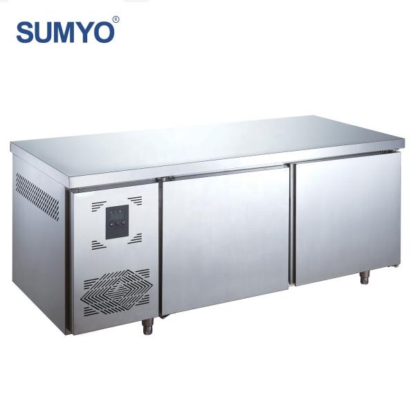 Mesa frigorífica de acero inoxidable para pizza y pasteles