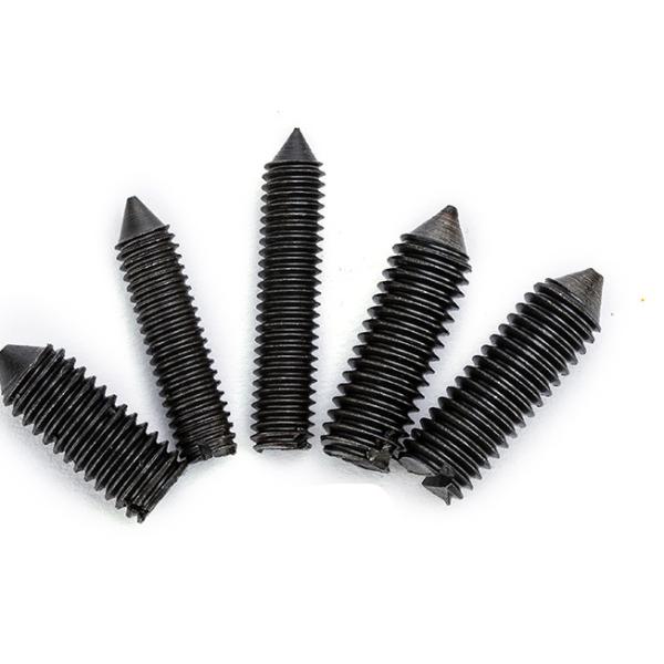 ISO7434 Black Oxide Alloy Steel Slotted Drive Cone-Point Headless Screws