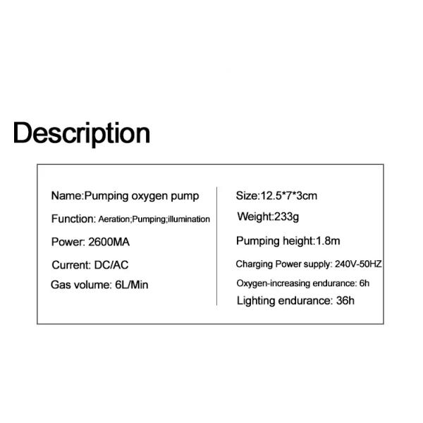 Fishing Portable Aquarium Oxygen Air Pump Breeding Illumination