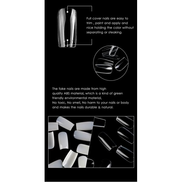 Puntas de Uñas de Gel Certificadas MSDS Almendra Forma Mediana 500Pcs Preformadas Cobertura Completa Gel Suave Puntas de Uñas Transparentes Extensiones Estilo Francés