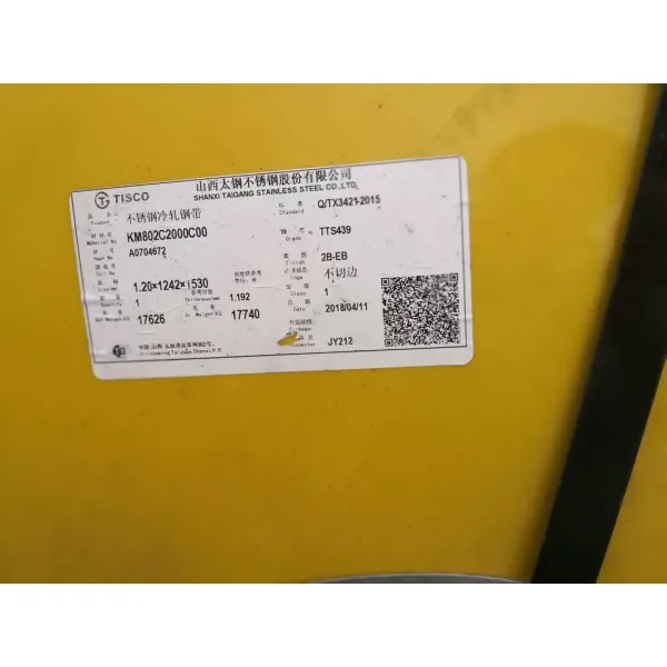 EN 1.4510 DIN SUS439m AISI 439 Cold Rolled Stainless Steel Sheet with Ferritic Structure and Intergranular Corrosion Resistance