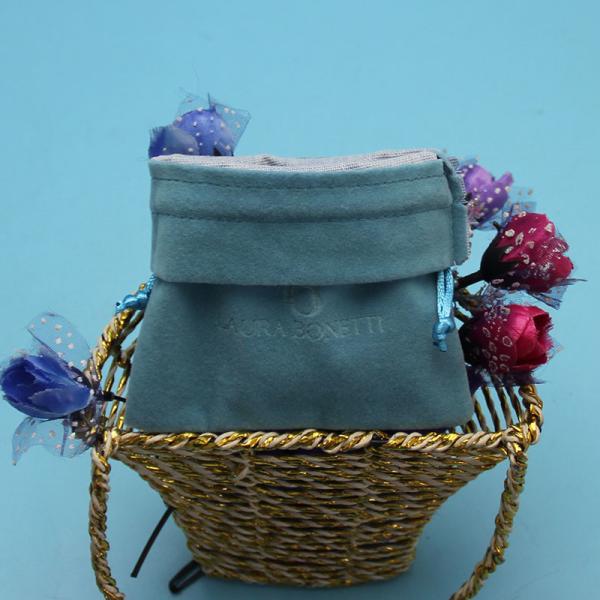 Saco de cordão de confecção de malhas de Blue Velvet, firmemente malotes fechados da joia da flanela