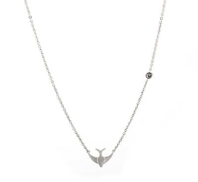 Fashion Jewelry Stainless Steel Bird Shaped Women Necklace Silver color Chain Necklace