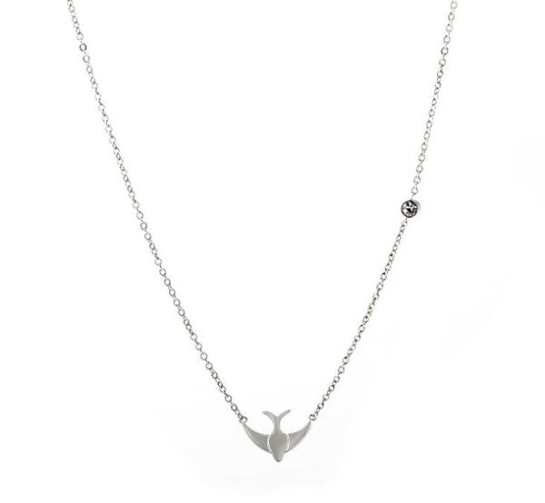 Fashion Jewelry Stainless Steel Bird Shaped Women Necklace Silver color Chain Necklace