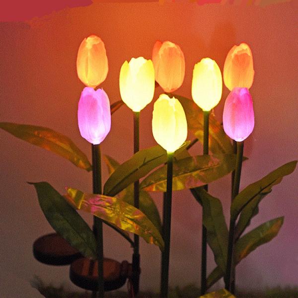 Solar Silicone Tulip Lights ground decoration lawn lamp