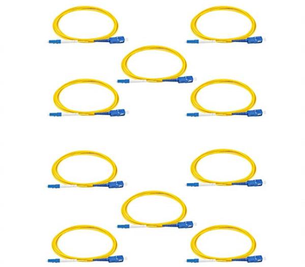 2 Meters LC To SC Single Mode Fiber Patch Cables LSZH 9/125 Yellow Jacket