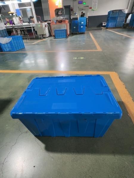 Trailer, Storage Container, Nesting and Stackable Plastic Storage Box with Lid Attached, Clear Tote for Garages, Closets, and Moving