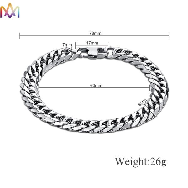 ID 64MM людей 67MM выгравировал браслет широкой обочины цепной