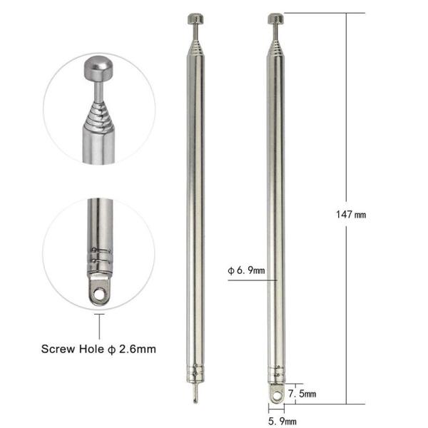 7 seções 74cm telescópicos SÃO antena de rádio portátil da antena de FM compatível com casa de rádio portátil interna Receiv estereofônico