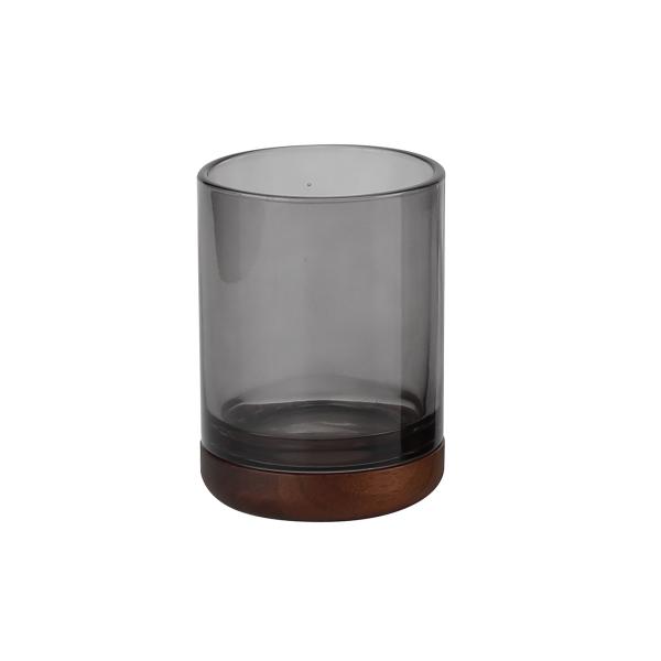 Acacia Wood Glass Bathroom Accessories With Natural Soap Dispenser Pump Head