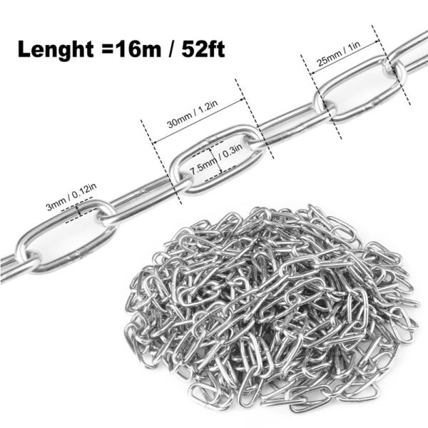 Heavy Duty Stainless Steel Chain with Rust and Corrosion Resistance Safe Working Load and Double-Ended Closed Long Chain Design