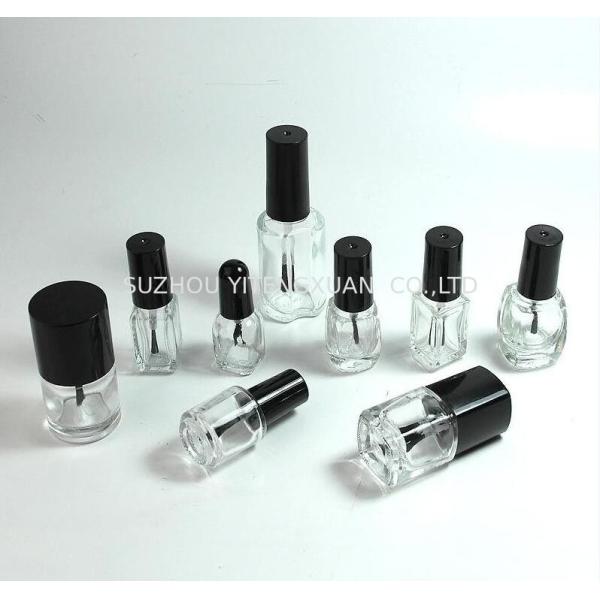 Elegant UV Gel Nail Polish Glass Bottle , 5ml Clear Round Nail Polish Bottle With Brush