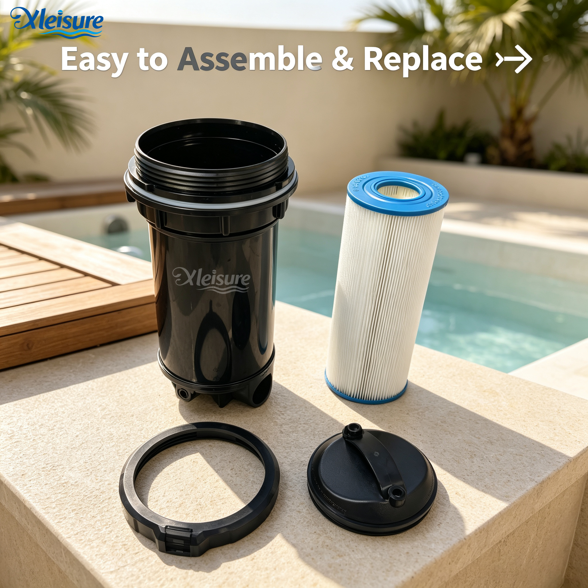 Top Load Pressure Filter Pressurized Canister Filter for Pool Hot Tub Filter Housing with Replacement Filter Cartridge