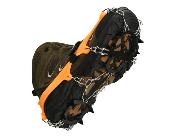 Silicone de aço inoxidável inteiro antiderrapante da corrente que caminha ganchos de ferro de escalada dos prendedores do gelo para o inverno das sapatas