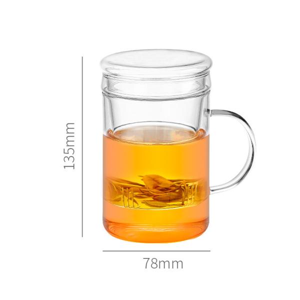 copo de vidro de Infuser do chá 14oz/420ml com a caneca durável do chá da folha solta da tampa