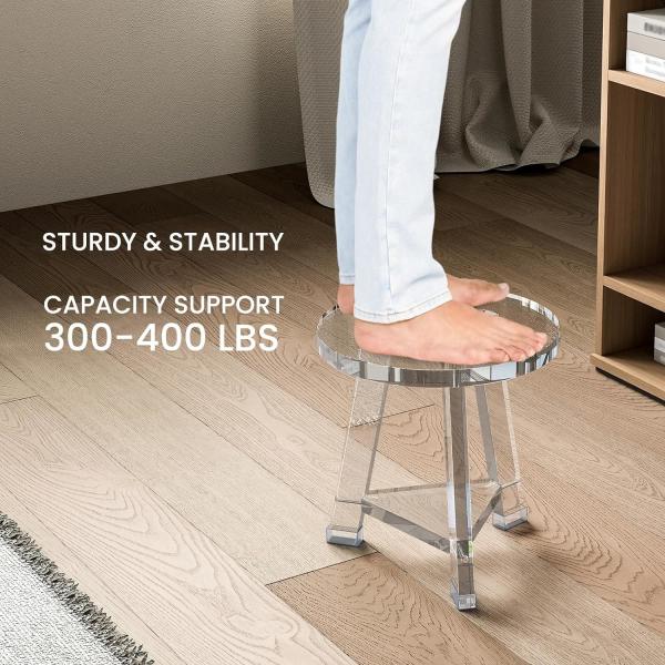 Muebles acrílicos a medida impermeables desmontables Lucita taburete de baño acrílico redondo