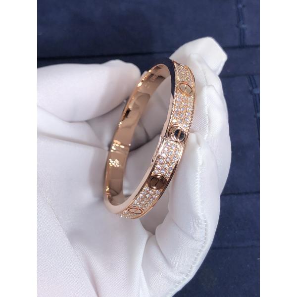 Elegant Gorgeous Factory Made Car Tier 18k Yellow/White/Rose Gold And Natural Diamonds LOVE Bracelet, Diamond-Paved