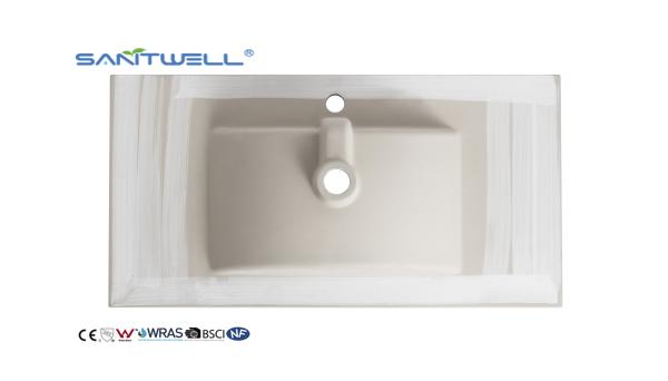 AC8003-90 China Chaozhou Suppliers Ceramic Cabinet Basins 900MM Length Glossy White Easy Clean