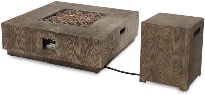 40'' Square Brazier With Tank Rack Outdoor Natural Gas Firepit Concrete