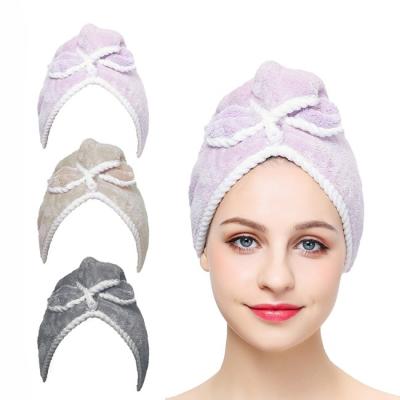 Enveloppe de serviette de cheveux de tête de Microfiber de Bowknot avec le bouton 25x65cm