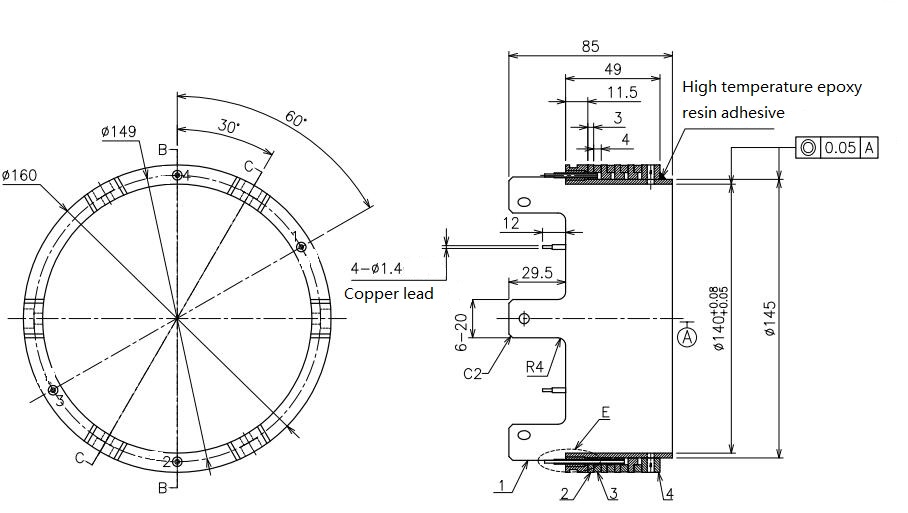Низкое золото вращающего момента к кольцу выскальзывания золота 50Hz 140mm отдельному