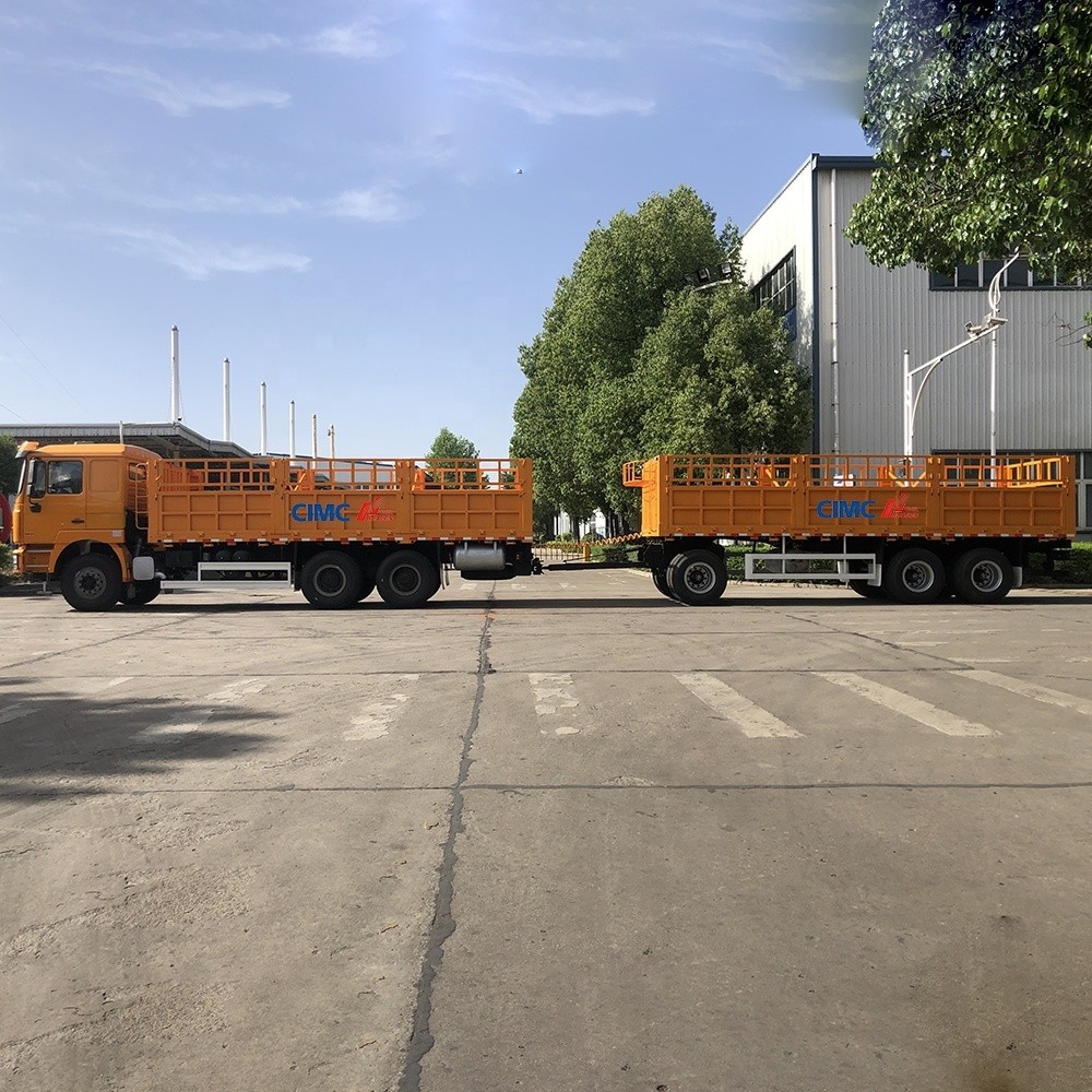 Top Design CIMC HUAJUN Stake Cargo Trailer with Double Box Fence Semi Trailer