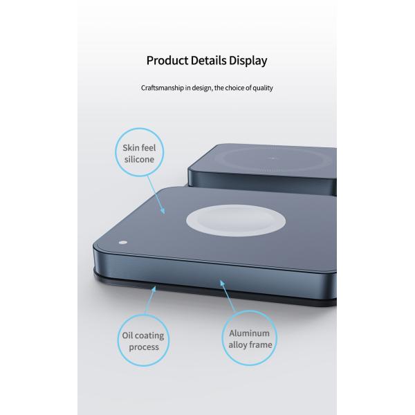 Foldable Wireless Charger With 5W~15W Fast Charging Black/Light Blue/Dark Blue/Red/Green