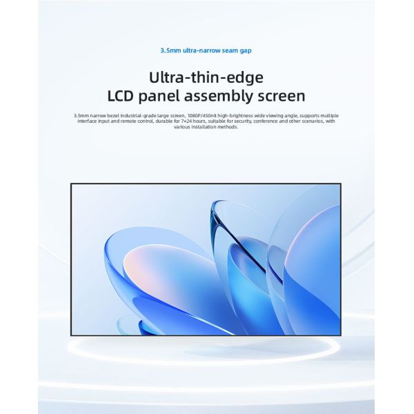 Narrow 3.5mm Bezel LCD Wall Display 49 Inch 500nit Industrial Grade