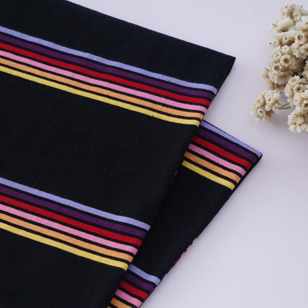 Tejido de material de algodón puro de rayas, resistente al desgaste y saludable para la piel para camisetas