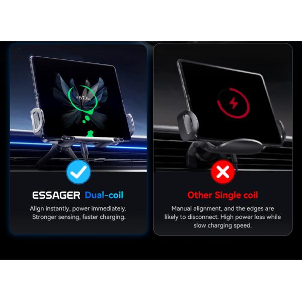 ESSAGER X01 15W Wireless Charging Car Phone Holder Mount Car Vents