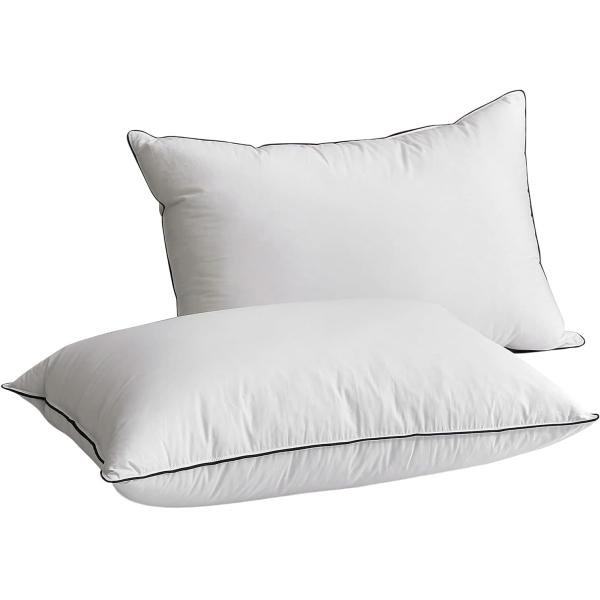 Soft Square 100% Polyester Set of 2 Luxury Hungarian Goose Down Pillows for Sleeping