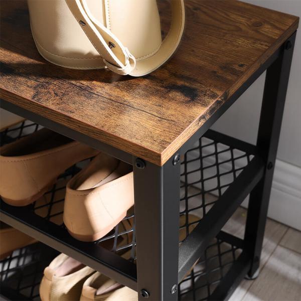 Particleboard Shoe Rack, Shoe Bench with Shelves, Industrial Shoe Bench, Hallway Furniture, ULBS73X