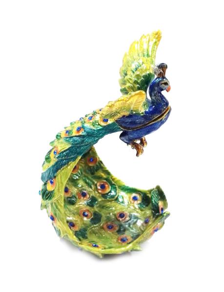 Decorative Gift Colorful Peacock Jewelry Box  Metal Peacock Jewelry Box For Sale