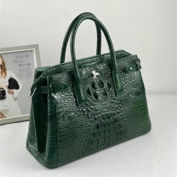 Authentic Crocodile Leather Women Top-handle Handbag Female Large Shoulder Bag Genuine Alligator Skin OL Lady Work Purse