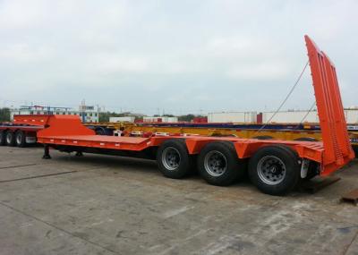 70 Ton Fixed Gooseneck Low Bed Semi Trailer , 3 Axle Heavy Duty Lowboy Trailer