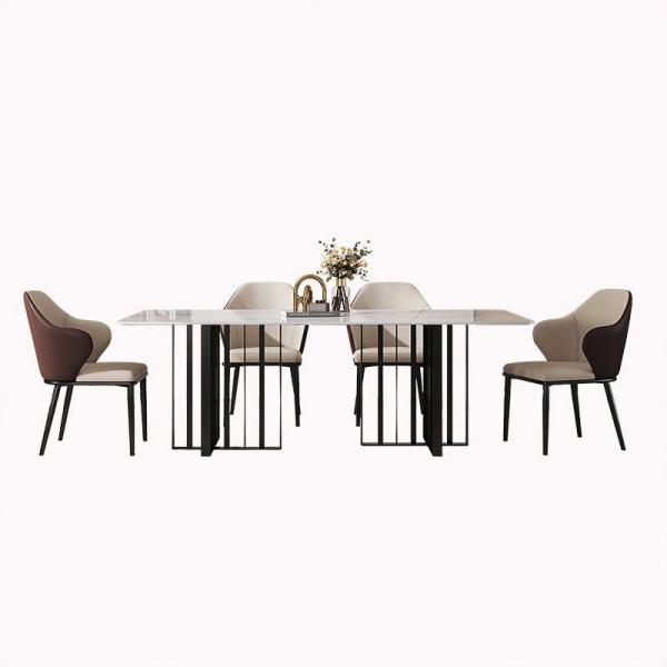 Sophisticated Marble Dining Table With Shiny Stainless Steel Base