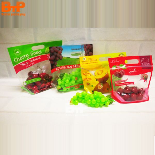 The OEM Fruit Packaging Bag Orange Clear Plastic Bag With Holes and Zipper for Fruit Packing