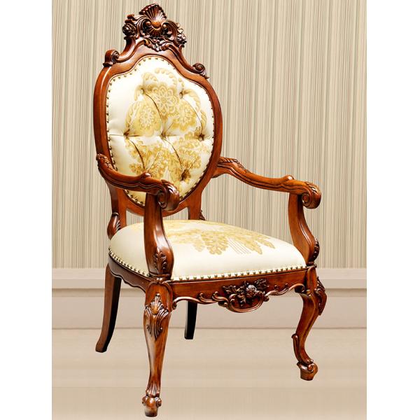 ISO14001 Wood And Fabric Armchair Teak Wood Dining Chairs