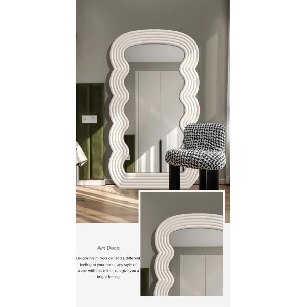 White Wavy Full Length Mirror 71x32 Arched Mirror For Bedroom And Living Room