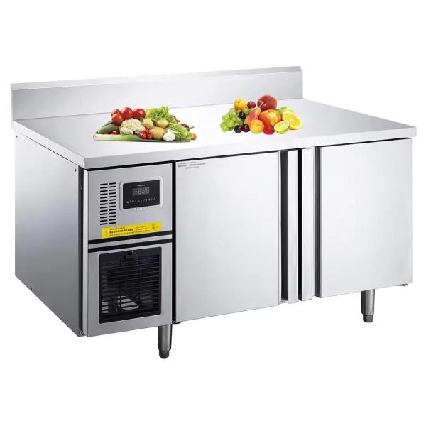 Réfrigérateur-congélateur commercial de cuisine en acier inoxydable à température unique du fabricant chinois, mode de refroidissement par air, style comptoir
