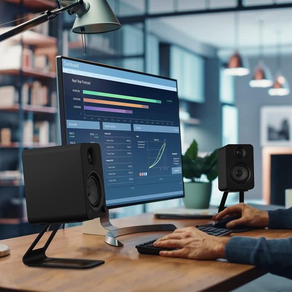 Black Desk Surround Sound Speaker Monitor Stand Riser com 2 mm de diâmetro de fio