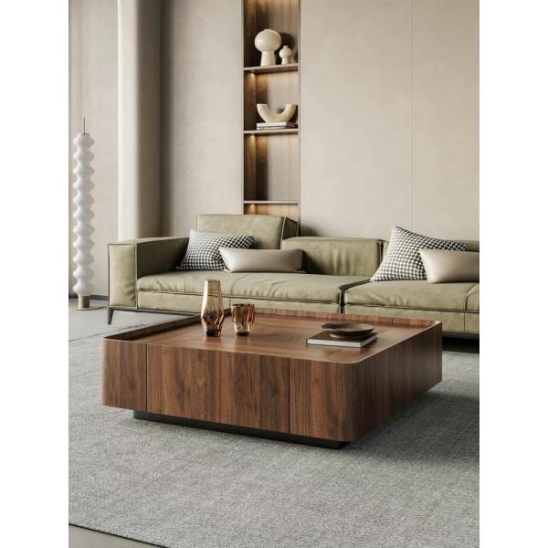 Black Walnut Coffee Table Nordic Light Luxury Square Tea Table For Lobby Office