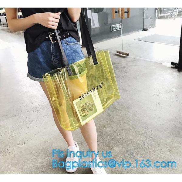 pvc transparent zipper bikini cosmetic bag, tote lady waterproof PVC swimming transparent beach bag, beach bag swimming