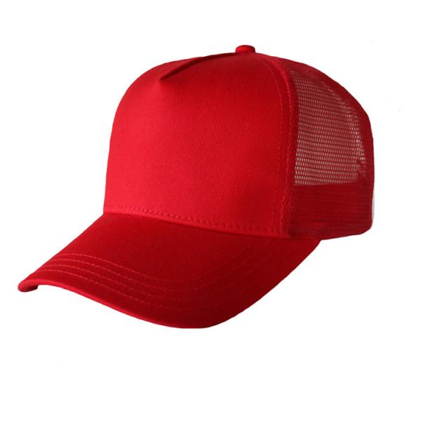 Beautiful Red Blank Mesh Trucker Cap , Premium Design Mens 5 Panel Caps